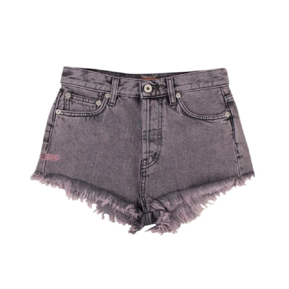 HERON PRESTON Blue Denim Pink Raw Edge Shorts Size 27 $440
